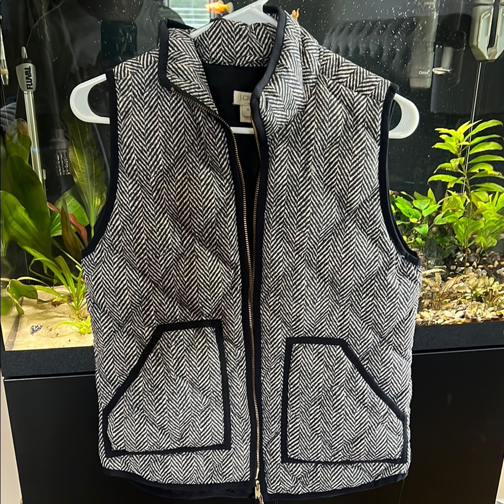 J. Crew Black and White Herringbone Vest